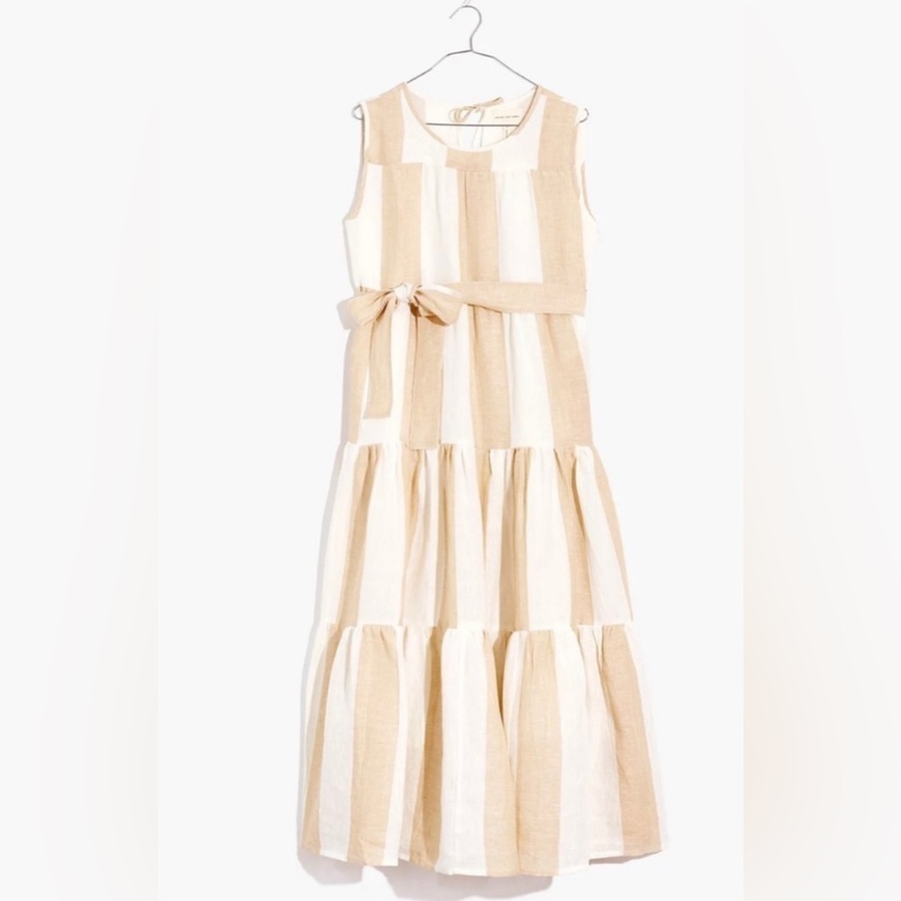Laude the Label x Madewell - Tiered Maxi Dress Tulum Stripe Organic Linen Size S